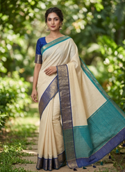 Silk Saree with Banarasi Katan Border & Blouse Piece 5