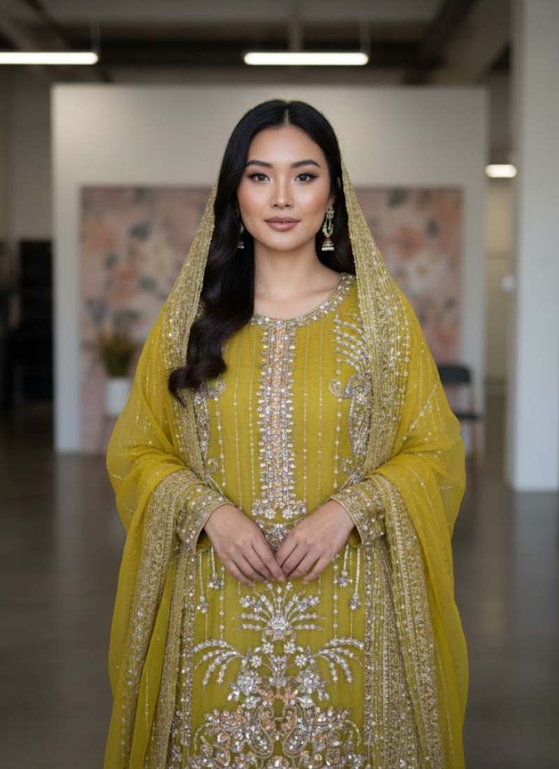 Lemon Yellow Pakistani Salwar Suit