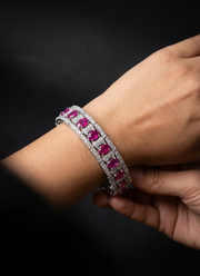 Diamond Cut Stone Bracelet with White & Ruby Setting 5