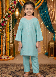 Girl’s Cotton Midi Shirt Set – Embroidery Work 5
