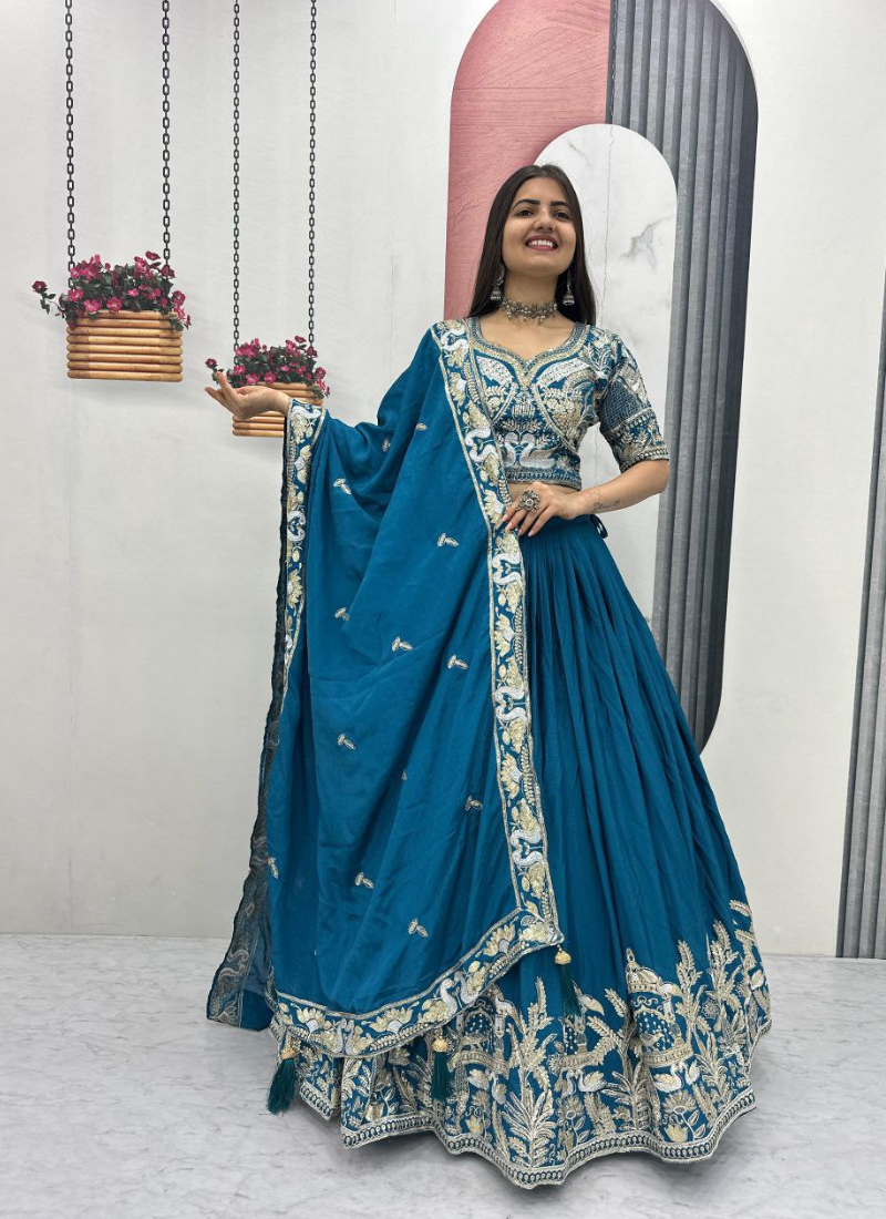 Chinon Embroidered Lehenga Choli with Dupatta