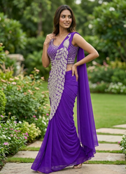 Georgette Saree – Embroidery Sequence Work, Ready to Wear 6