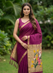 Cotton Paithani Saree – Zari Buttis & Pallu with Blouse 5