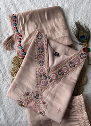 Light Peach Roman Silk Punjabi Suit with Embroidery & Sequence Dupatta 5