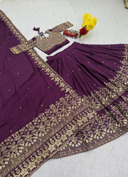 Designer Chinon Embroidery Lehenga Set 5