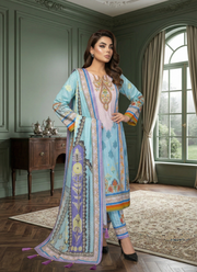 Sky Blue Chinon Silk Salwar Suit with Pearl Work 1