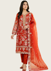 Crunchy Silk Punjabi Straight Suit with Heavy Embroidery + Dupatta 2