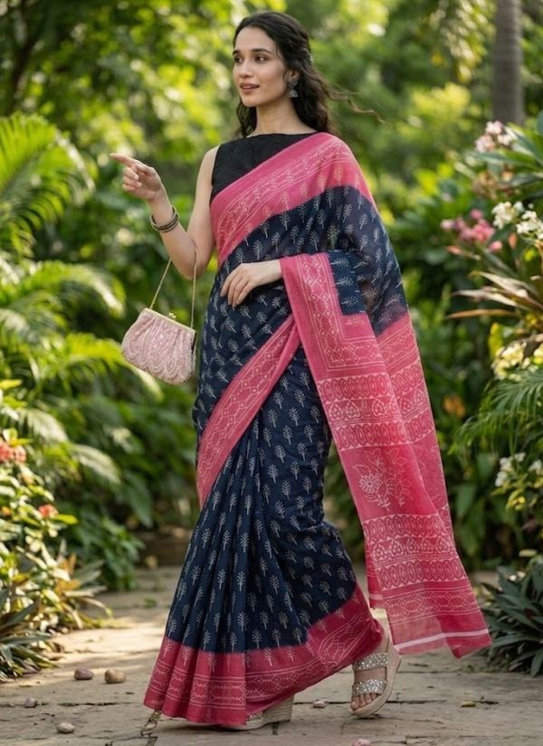 Pure Jaypuri Mulmul Saree with Blouse