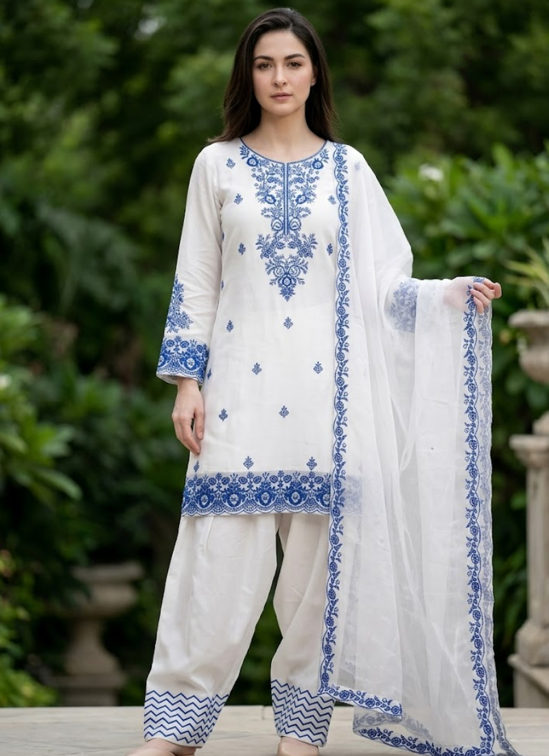Rayon Cotton Kurti Set with Silk Dupatta