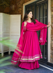 Georgette Silk Anarkali Salwar Kameez with Gotta Patti Work (Sizes S–XXL) 6
