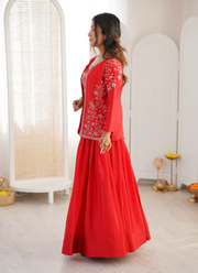 Chinon Silk Lehenga Set with Embroidered Koti 5