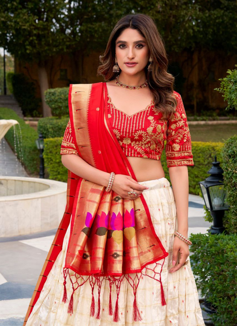 Paithani Silk Lehenga Choli with Zari Weaving