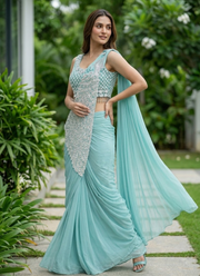 Georgette Saree – Embroidery Sequence Work, Ready to Wear 5