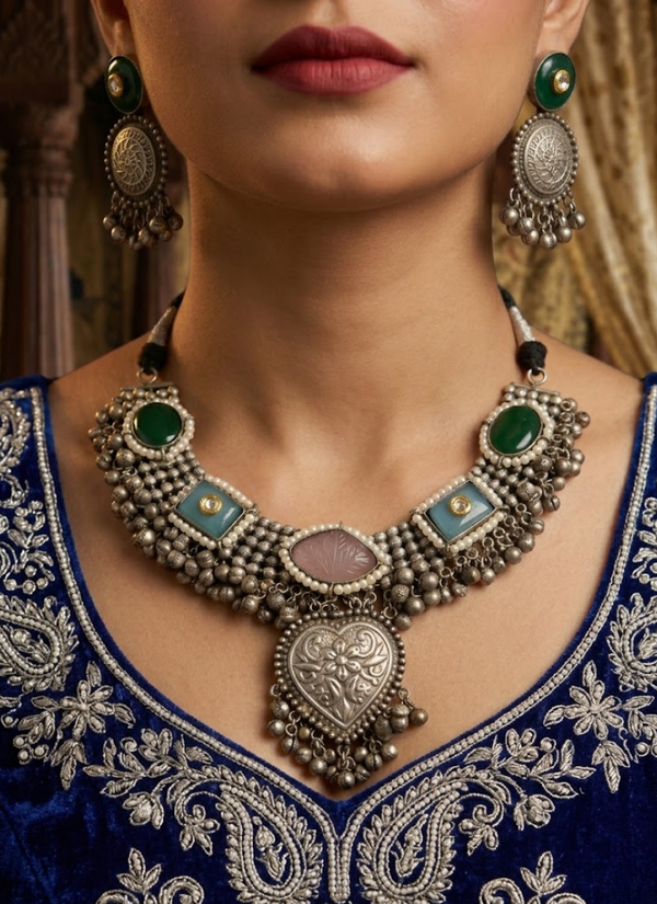 Lavana Silver Necklace Set