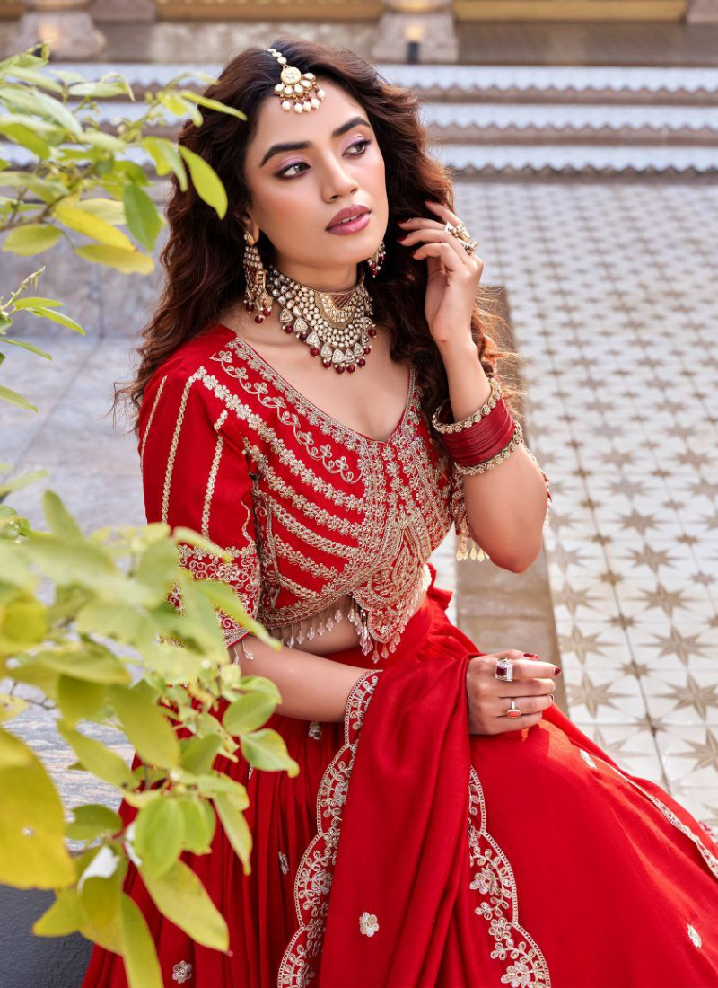 Vichitra Lehenga Choli with Heavy Sequin Embroidery