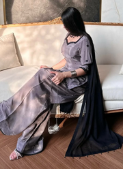 Heavy Crepe Silk Farshi Salwar Suit with Organza Dupatta 4