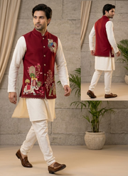 Men’s Malai Satin Koti Set | Indian men Traditional Dress Online Australia 5