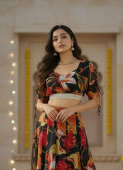 Georgette Digital Printed Lehenga Choli with 5m Flair (Stitched Set) 5