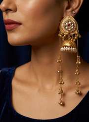White Golden Kashmiri Earrings 5