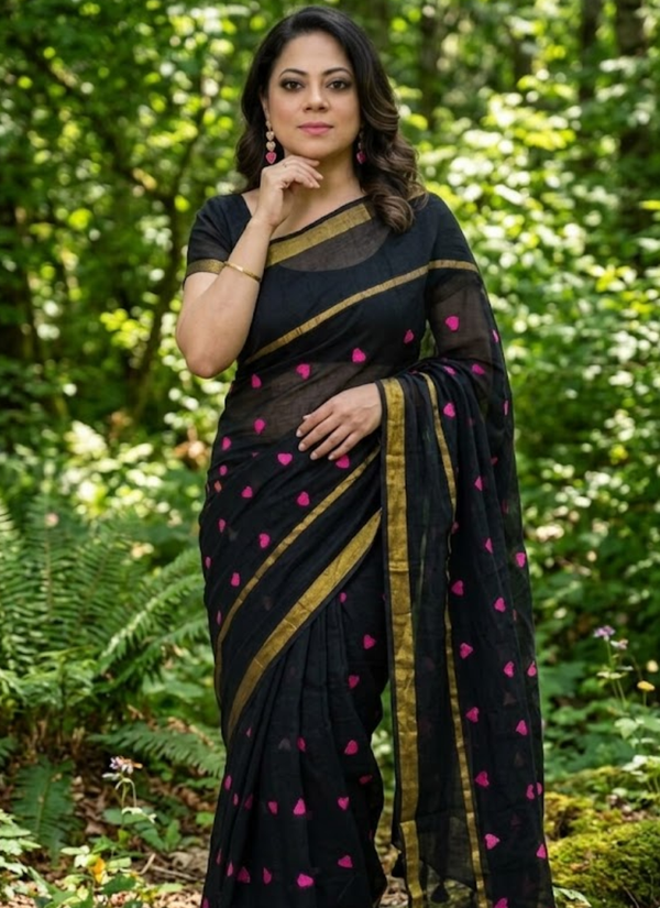 Love Buti Embroidery Mul Cotton Saree