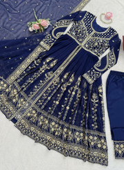 Faux Georgette Anarkali Gown with Thread & Sequins Embroidery + Dupatta 6