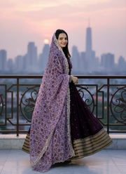 Purple Georgette Anarkali with Printed Dupatta 5