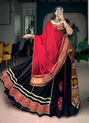Rayon Kutchi Embroidery Lehenga 3