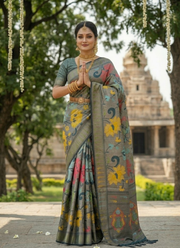 Paithni Silk Saree with Zari Border & Blouse Piece 15