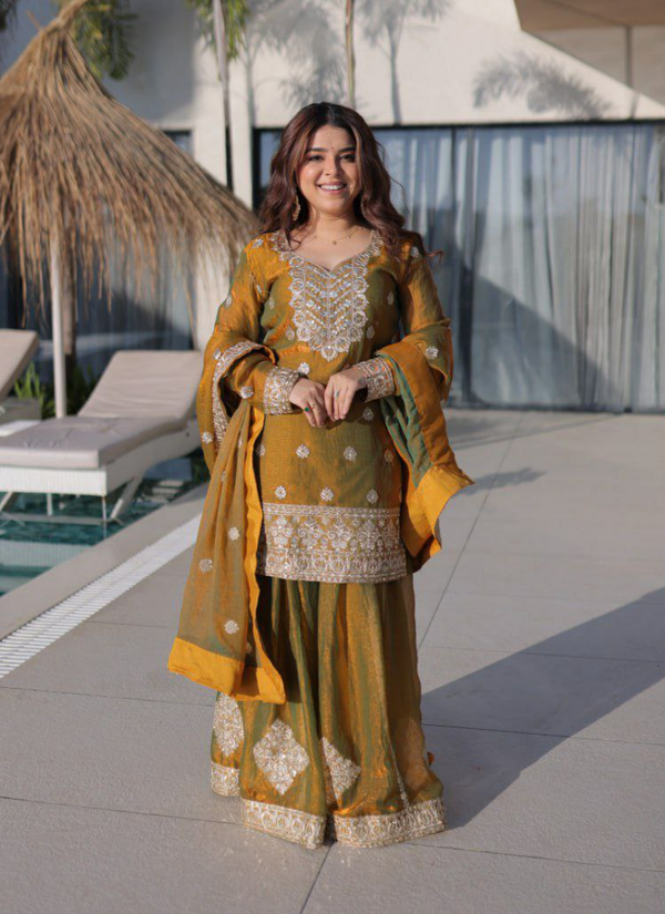Fendi Chiffon Sharara Set with Dupatta