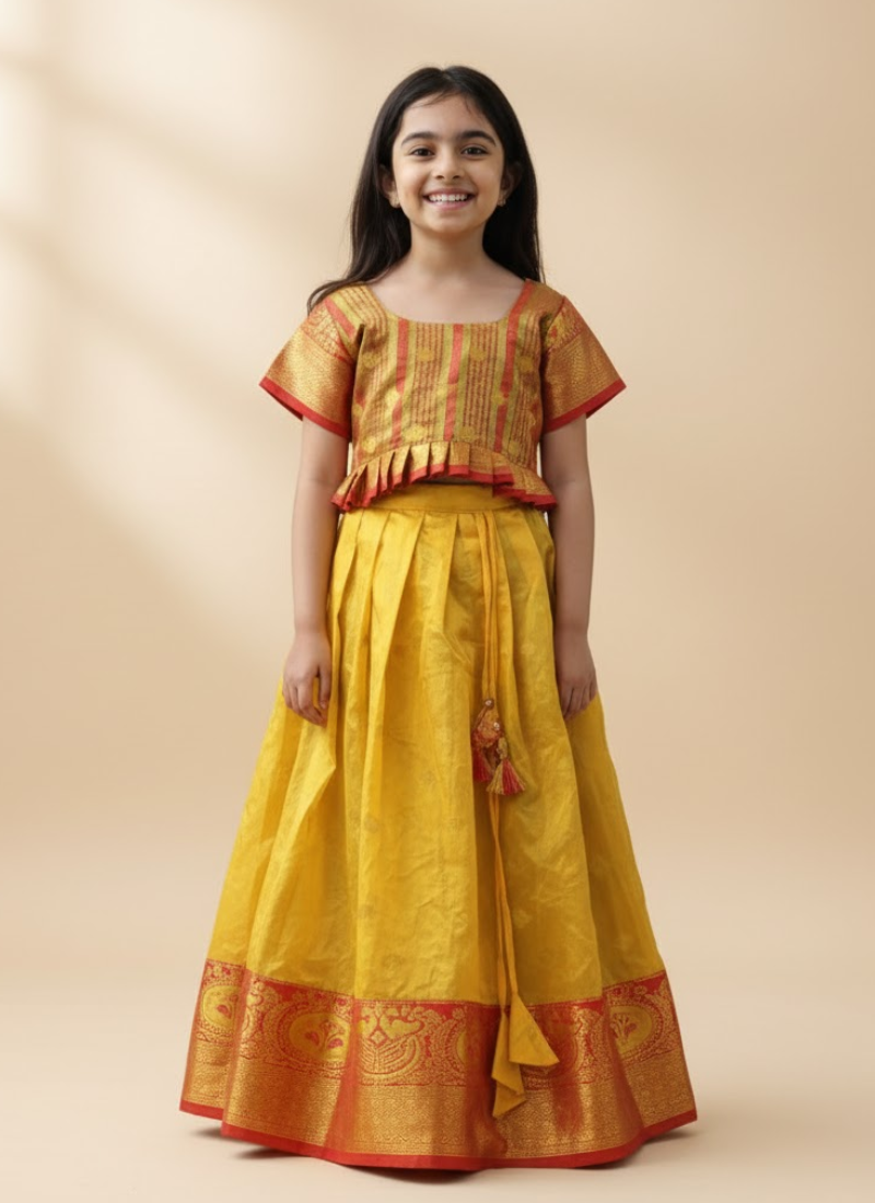 Yellow Silk Kids Lehenga Choli – Festive Wear