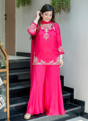 Mul Chanderi Sharara Suit with Handwork & Chiffon Dupatta (4‑Piece Set) 5
