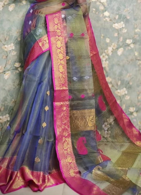 Pure Resham Muslin Banarasi Saree with Blouse