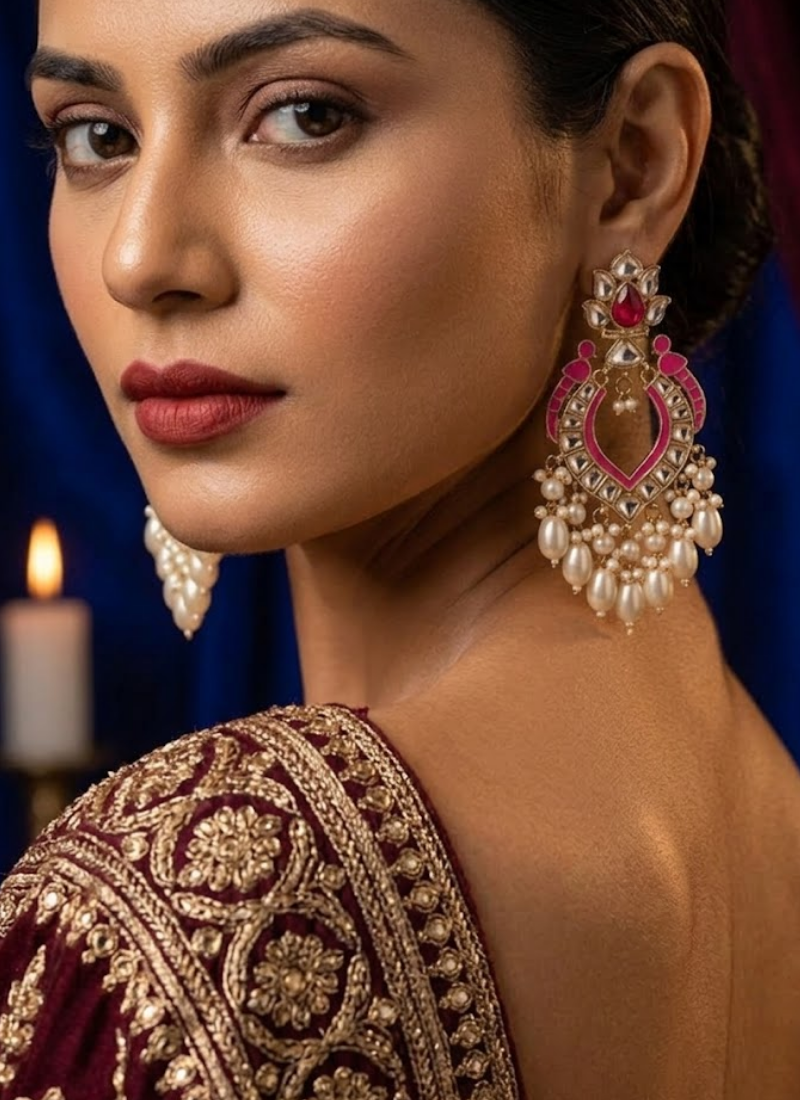 Bhavika Kundan Hanging Earrings - View 5