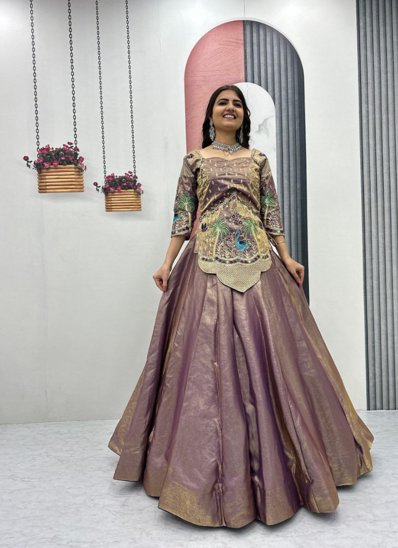 Silk Satin Lehenga Choli with Embroidery Work