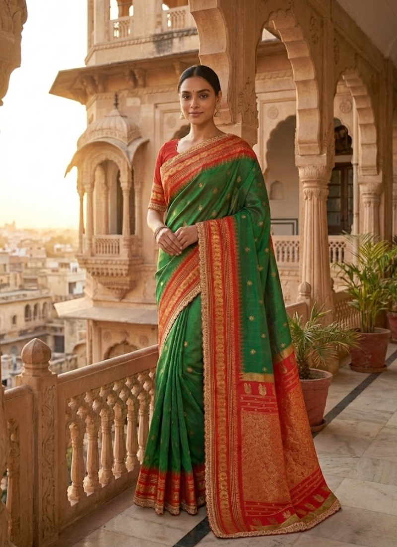 Banaras Silk Saree with Shovosachi Border