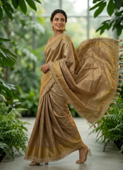 Gold Tissue Banarasi Saree with Heavy Border 4
