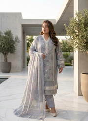 Ash Chiffon Salwar Kameez with Embroidery & Chikankari 4