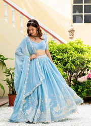 Faux Georgette Lehenga Choli with Multi Sequins Embroidery + Lace Dupatta 3