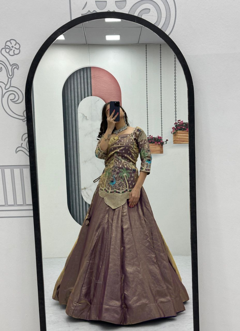 Silk Satin Lehenga Choli with Embroidery Work