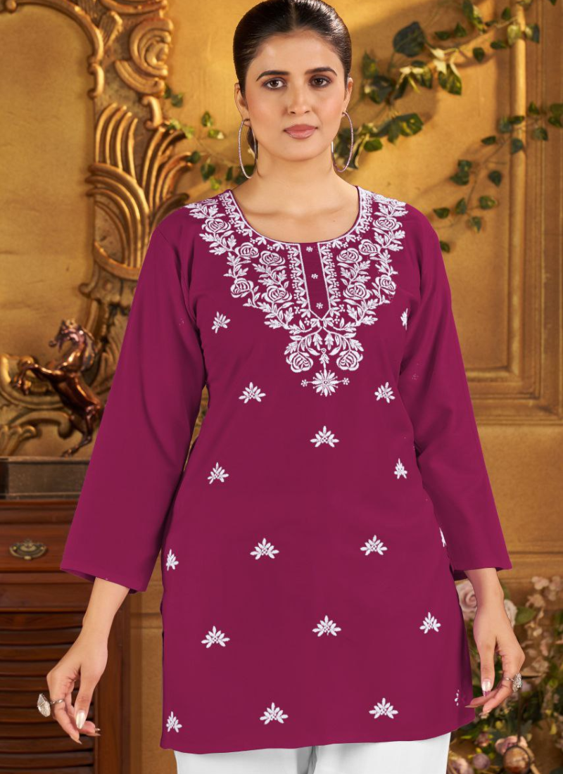 Embroidered Rayon Short Top for Women | Stylish Sharara Suit Australia