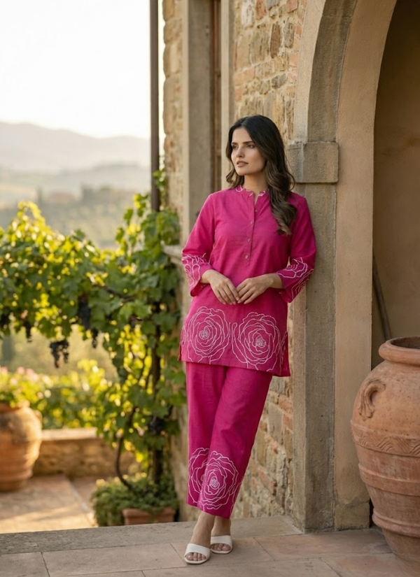 Pink Printed Salwar Kamiz Co-Ord Set