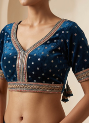 Heavy Velvet Bridal Blouse with Glitter Sequence Work 3