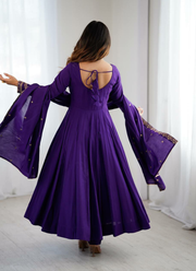 Anarkali Suit in Roman Chanderi Silk with Beads Handwork & Embroidered Dupatta 5