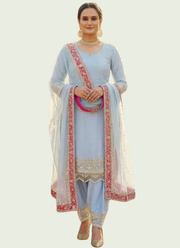 Heavy Georgette Farshi Plazzo Suit with Embroidery & Dupatta 2