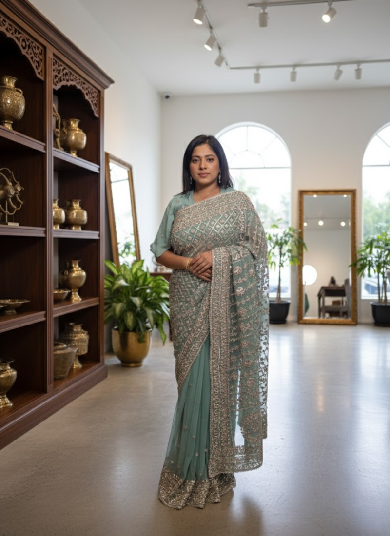 Handmade Gotapatti Saree – Stitched Blouse & Petticoat