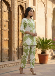 Women’s Green Printed Salwar Kamiz Co-Ord Set 5