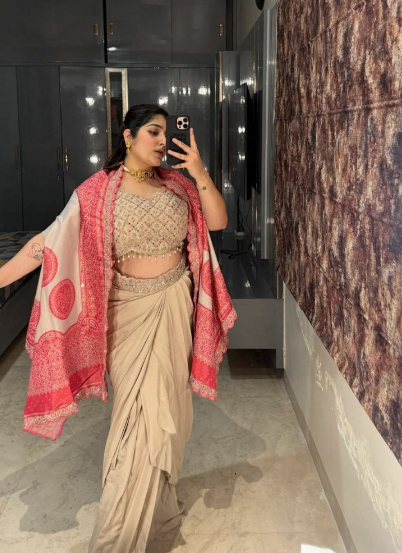 Indowestern Dhoti Set with Mirror Work Elegance - View 1