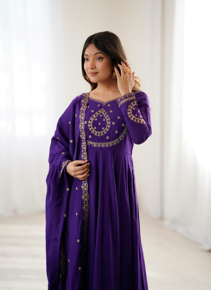 Royal Chanderi Silk Anarkali with Dupatta