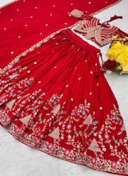 Vichitra Lehenga Choli with Heavy Sequin Embroidery 6