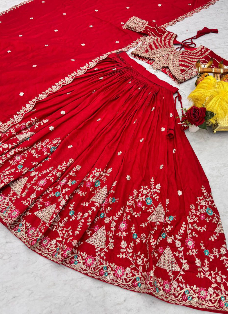 Vichitra Lehenga Choli with Heavy Sequin Embroidery